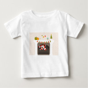 Camiseta Para Bebê papais noeis pretos presos na lareira