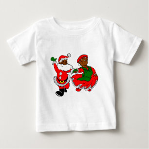 Camiseta Para Bebê papais noeis pretos sra. claus