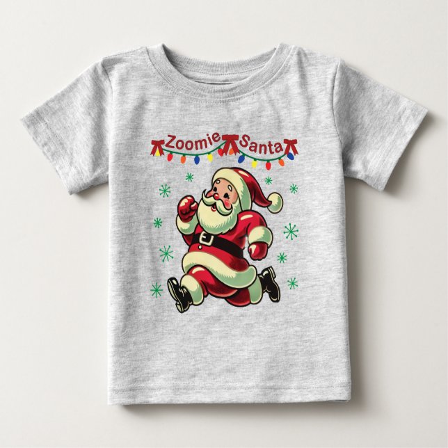 Camiseta Para Bebê Papais noeis Zoomie Natal (Frente)