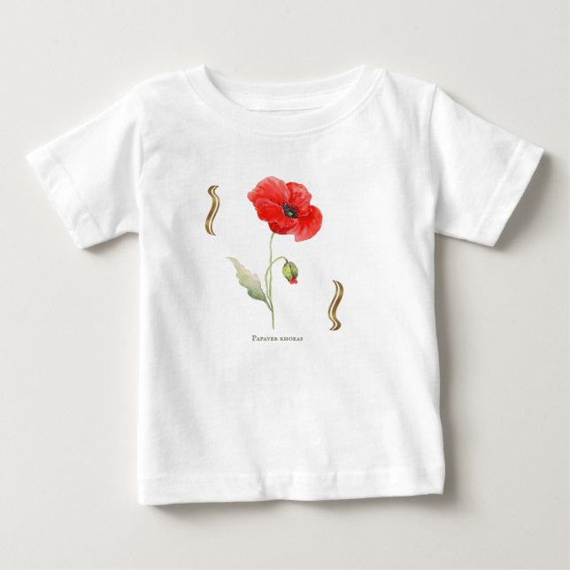 Camiseta Para Bebê Papaver rhoeas  (Frente)