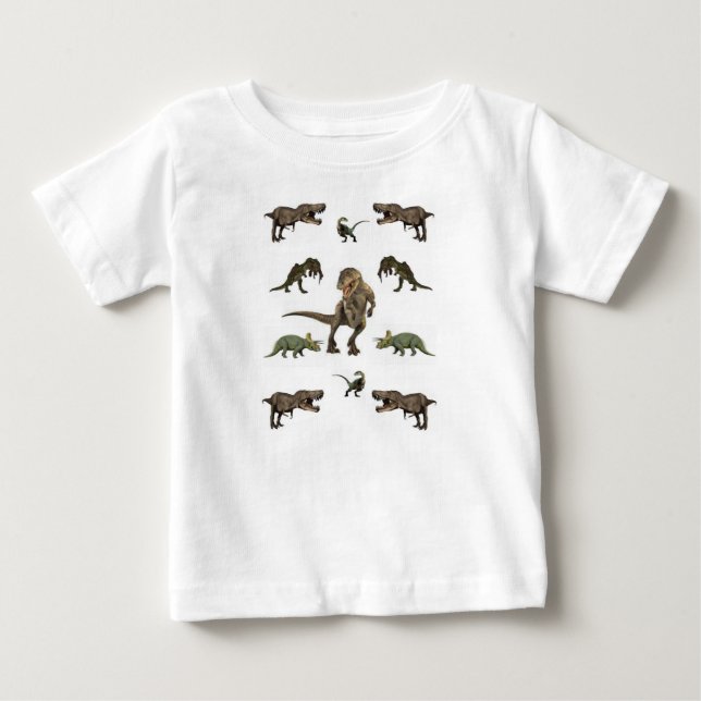 Camiseta Para Bebê Papel de embrulho de dinossauro (Frente)
