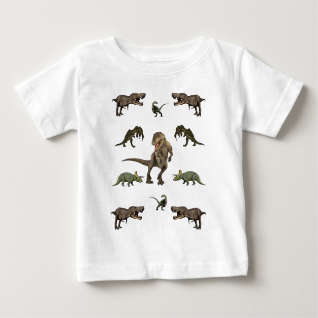 Camiseta Para Bebê Papel de enrolamento do dinossauro (Frente)