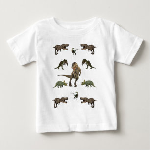 Camiseta Para Bebê Papel de enrolamento do dinossauro