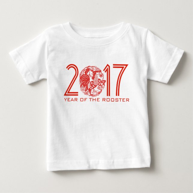 Camiseta Para Bebê Papercut customizável B do chinês do ano 2017 do (Frente)