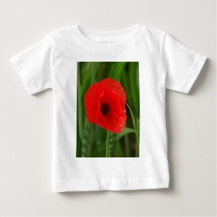 Camiseta Para Bebê Papoila vermelha