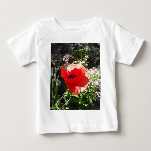 Camiseta Para Bebê Papoula Vermelha (Frente)