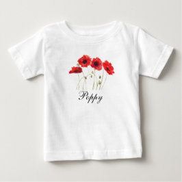 Camiseta Para Bebê Papoulas Vermelhas Floral Aquarela Bebê Papoula