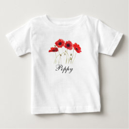 Camiseta Para Bebê Papoulas Vermelhas Flores de Aguarela Bebé Papoula