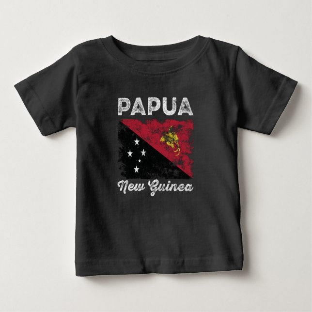 Camiseta Para Bebê Papua Nova Guiné - Sinalizador Afastado (Frente)