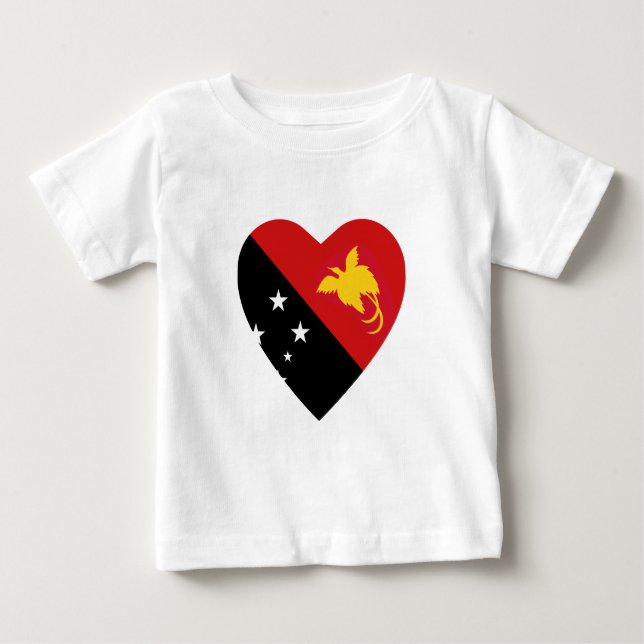 Camiseta Para Bebê Papua-Nova Guiné Sinalizador Heart Shirt (Frente)
