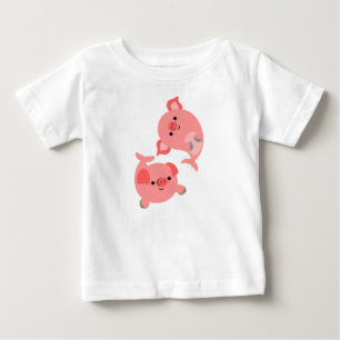 Camiseta Para Bebê Par bonito de desenho animado Porquinhos Bebê T-S