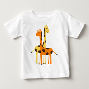 Camiseta Para Bebê Par de Girafa Engraçado Bonito