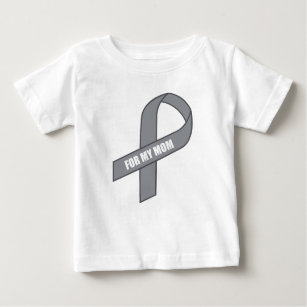 Camiseta Para Bebê Para minha mamã (cinza/fita de prata de Awarness)