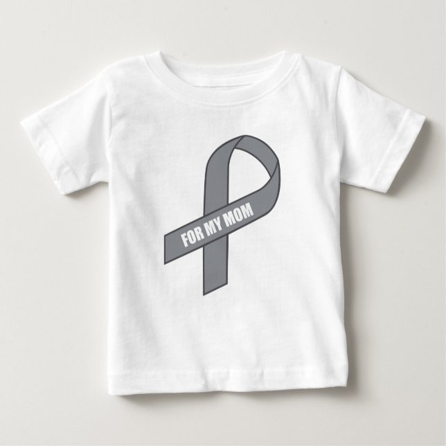 Camiseta Para Bebê Para minha mamã (cinza/fita de prata de Awarness) (Frente)