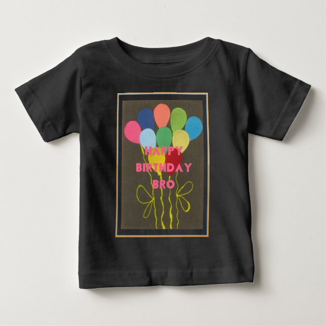 Camiseta Para Bebê Parabéns de Aniversário Irmão Arte de Impressão (Frente)