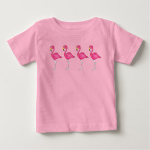 Camiseta Para Bebê Paraíso das Aves da Ilha Flamingo, Rosa-Quente Tro