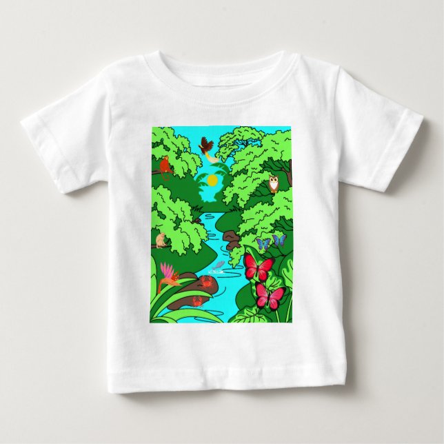 Camiseta Para Bebê Paraíso Selvagem com Vida Selvagem (Frente)