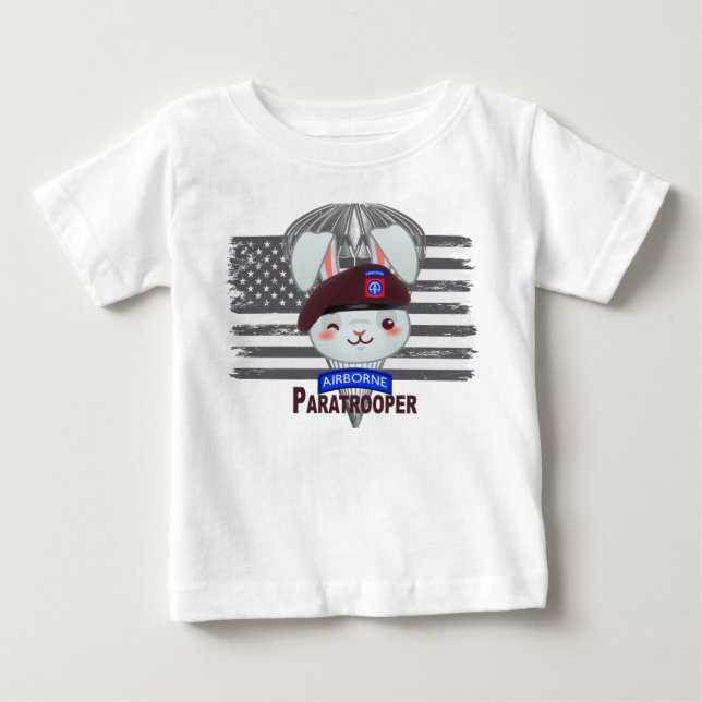 Camiseta Para Bebê Paraquedista da 82ª Divisão Aerotransportada (Frente)