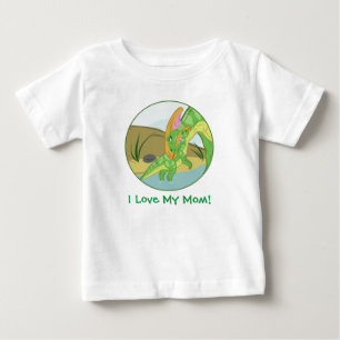 Camiseta Para Bebê Parasaurolophus Mãe e Bebê
