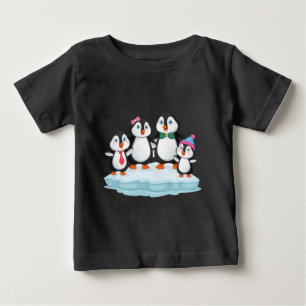 Camiseta Para Bebê Parceiro de Natal do amor da família pinguim