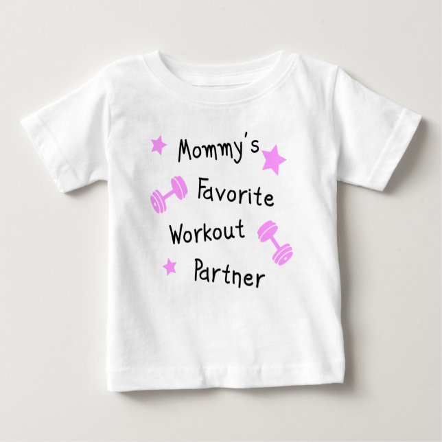 Camiseta Para Bebê Parceiro de Workout Favorito do Mamãe (Frente)