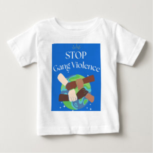 Camiseta Para Bebê Parem as Mãos de Violência de Gang entrelaçadas