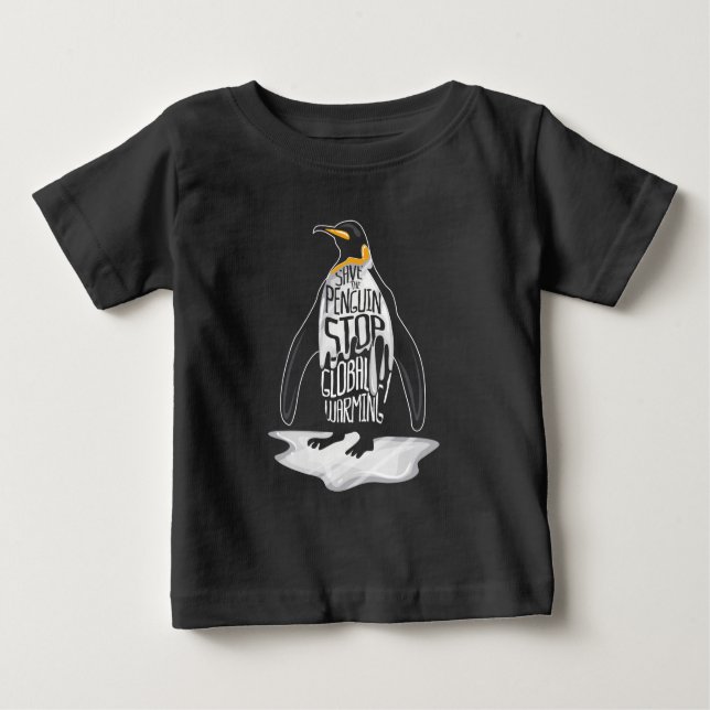 Camiseta Para Bebê Parem com o aquecimento global Guardem os animais  (Frente)