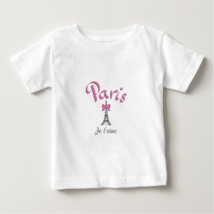 Camiseta Para Bebê Paris, França Je t'aime Eiffel Tower