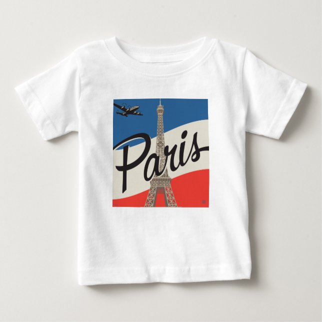 Camiseta Para Bebê Paris França | Torre Eiffel (Frente)