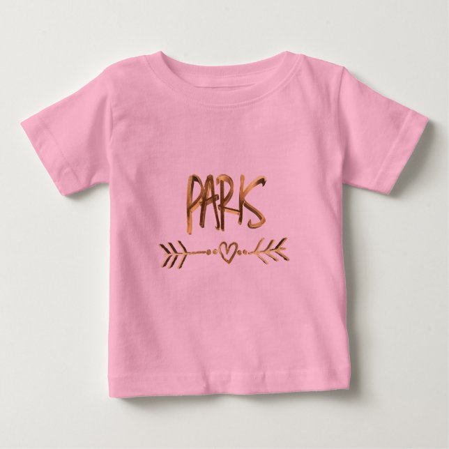 Camiseta Para Bebê Paris Love France Dourada (Frente)