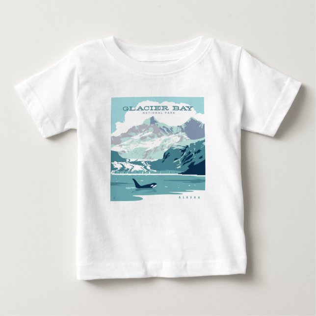 Camiseta Para Bebê Parque Nacional da Baía de Glacier | Orca (Frente)