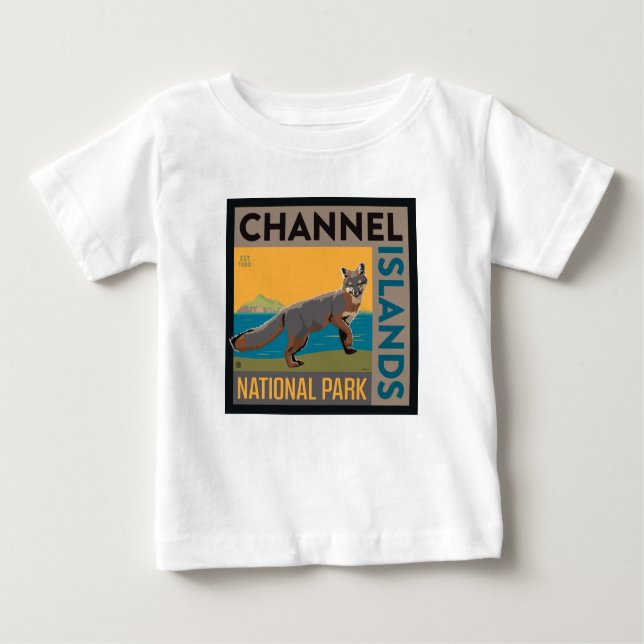 Camiseta Para Bebê Parque Nacional das Ilhas do Canal | Raposa (Frente)