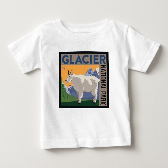 Camiseta Para Bebê Parque Nacional Glacier | Caprinos (Frente)