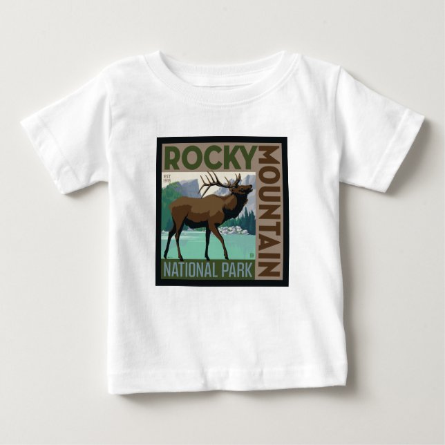 Camiseta Para Bebê Parque Nacional Rocky Mountain | Elk (Frente)