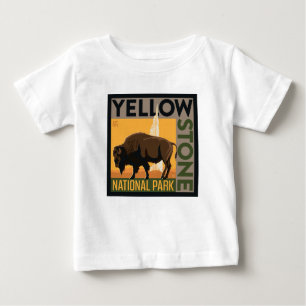 Camiseta Para Bebê Parque Nacional Yellowstone Buffalo