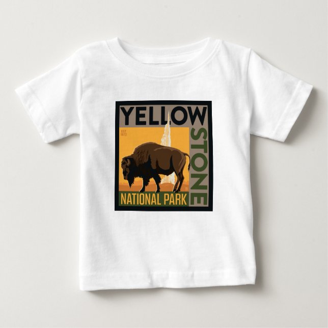 Camiseta Para Bebê Parque Nacional Yellowstone | Buffalo (Frente)