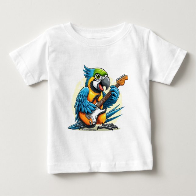 Camiseta Para Bebê Parrot Rock Music (Frente)