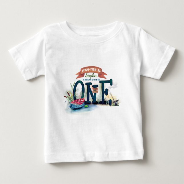 Camiseta Para Bebê Parte primeiro aniversario de pesca (Frente)