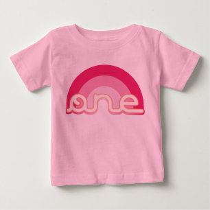 Camiseta Para Bebê Parte superior do aniversário do rosa um primeira