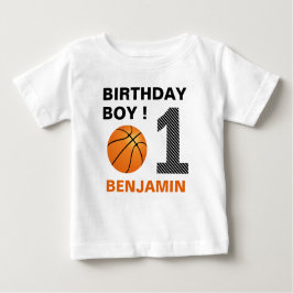 Camiseta Para Bebê Partido de primeiro aniversario de Basquete