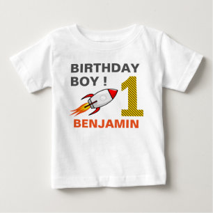 Camiseta Para Bebê Partido de primeiro aniversario de Rocket de