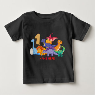 Camiseta Para Bebê Partido do dinossauro do primeiro aniversario