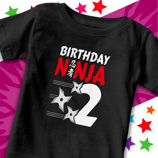 Camiseta Para Bebê Partido Ninja, 2 anos, estende segundo aniversário (Criador carregado)