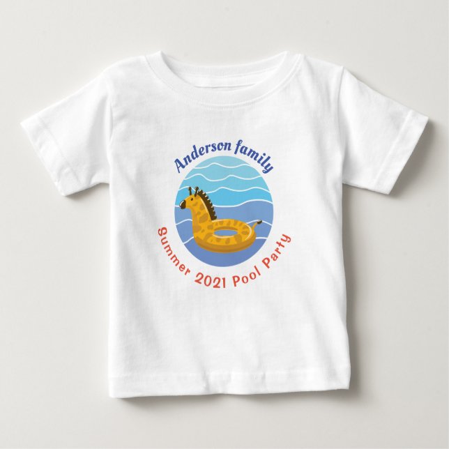 Camiseta Para Bebê Partido Personalizado da piscina de Nadação (Frente)