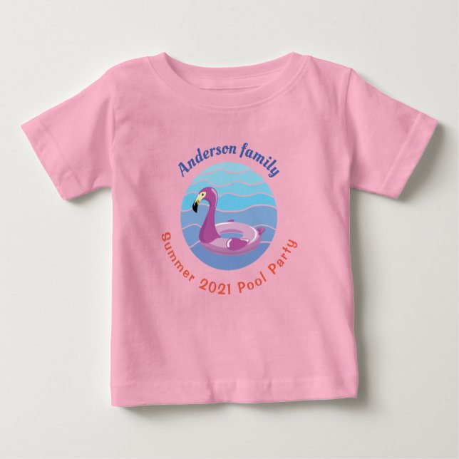 Camiseta Para Bebê Partido Personalizado da piscina de Nadação (Frente)