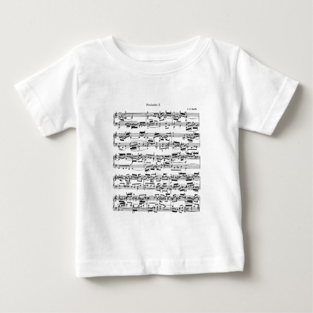 Camiseta Para Bebê Partitura por Bach (Frente)