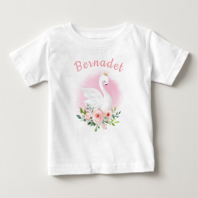 Camiseta Para Bebê Parto Personalizado Swan Princess T Shirt (Frente)