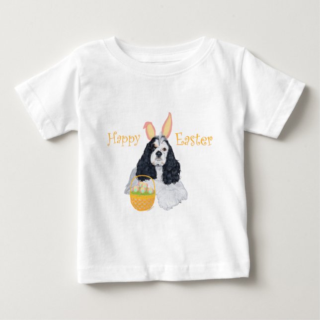 Camiseta Para Bebê Páscoa Americana do Cocker Spaniel (Frente)