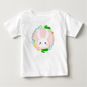 Camiseta Para Bebê Páscoa Bonita Coelhinho Rosto Flor