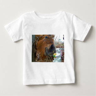 Camiseta Para Bebê Páscoa Bunny e Cavalo Marrom